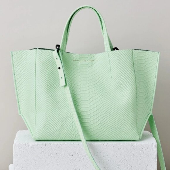 Ampersand by Apostrophe Handbags - NWT Mint Python Embossed Leather Half Tote Work Bag Ampersand As Apostrophe